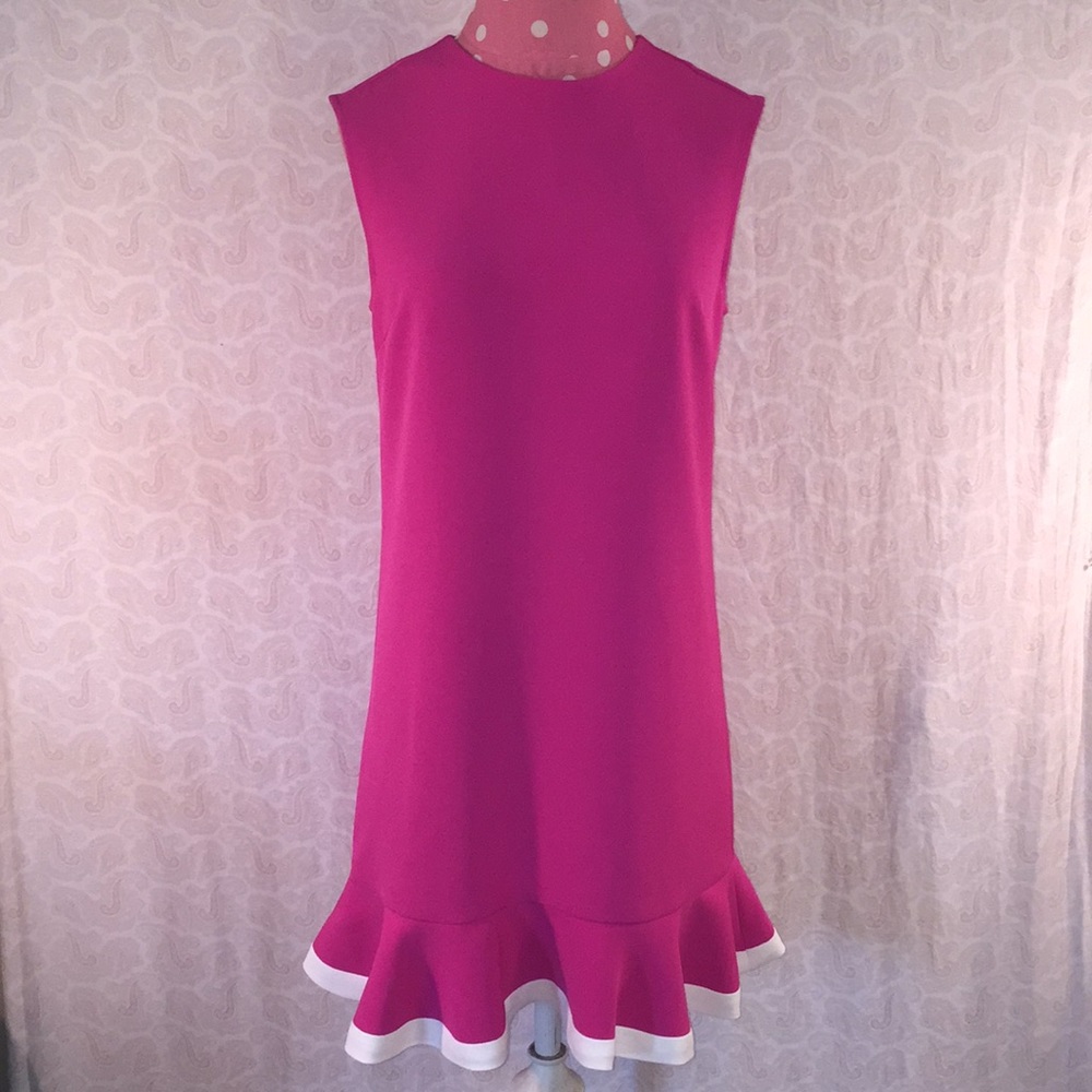 Victoria Beckham Sz XS hot pk/wht sleeveless dress